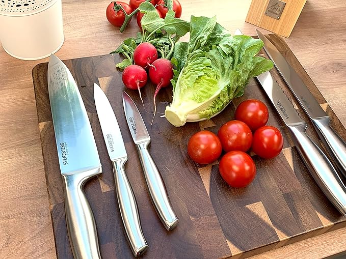 Modern-Silver Chef Kitchen Knife Set without Block, Chef Knife Set for Cooking, Knife Set for Kitchen, Stainless Steel, Sharp, German Brand | SB-KS101