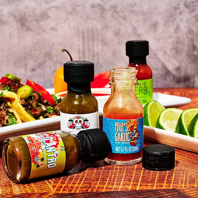 Thoughtfully Gourmet Holiday Hot Sauce Sampler Gift Set, 30-Pack with Unique Flavors Like Garlic Herb & Apple Whiskey, Festively Wrapped for Christmas