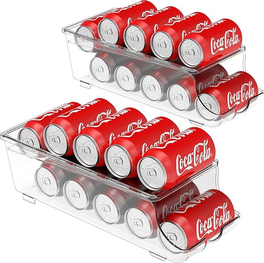 Simple Houseware 2-Pack Front-Loading Beverage Soda Can Organizer Dispenser, Clear