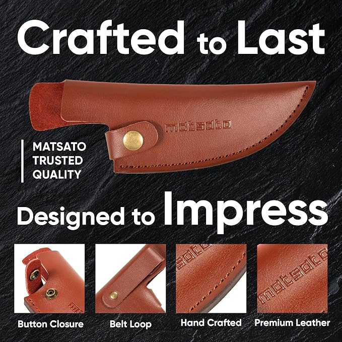 Matsato Kitchen Knife Leather Sheath, Japanese Steel Chef's Knife Holder Perfect for Cutting and Chopping, 6.3 Inch Knives holder