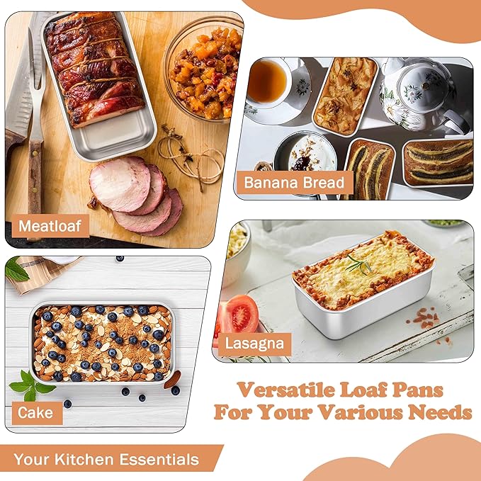 TeamFar Mini Loaf Pan, 12 PCS Stainless Steel Loaf Pans for Baking Bread, 6.3 x 3.5 Inch Bread Baking Pan for Homemade Bread, Meatloaf, Cake and Brownies, Non-Toxic, Oven & Dishwasher Safe