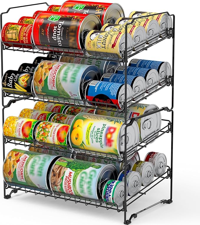 Simple Houseware 2 Tier Can Rack, Black - 2 Pack