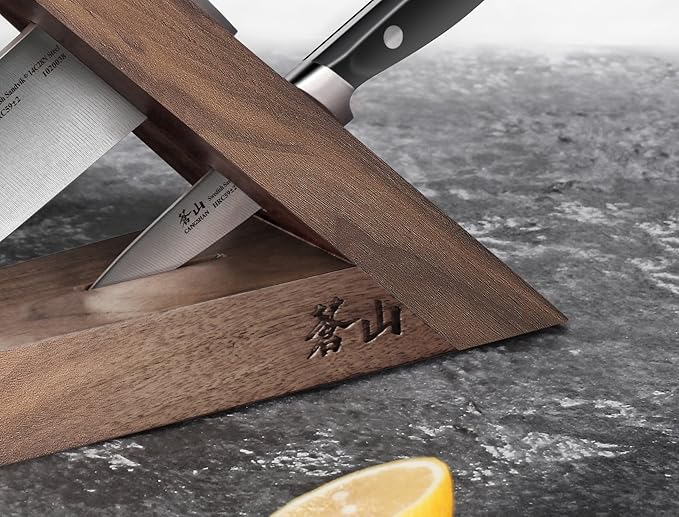 Cangshan 1021240 TAI triangle Walnut Wood Knife Block, Two Slots