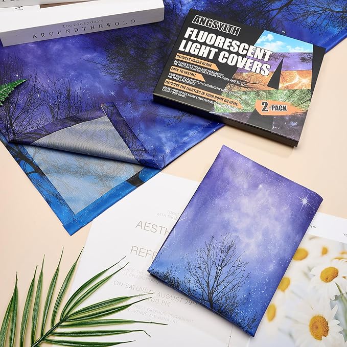 2 Pcs Fluorescent Light Covers - 4 x 2 Feet Covers for Ceiling Lights, Magnetic Light Filters for Classroom, Office, Hospitals, Home