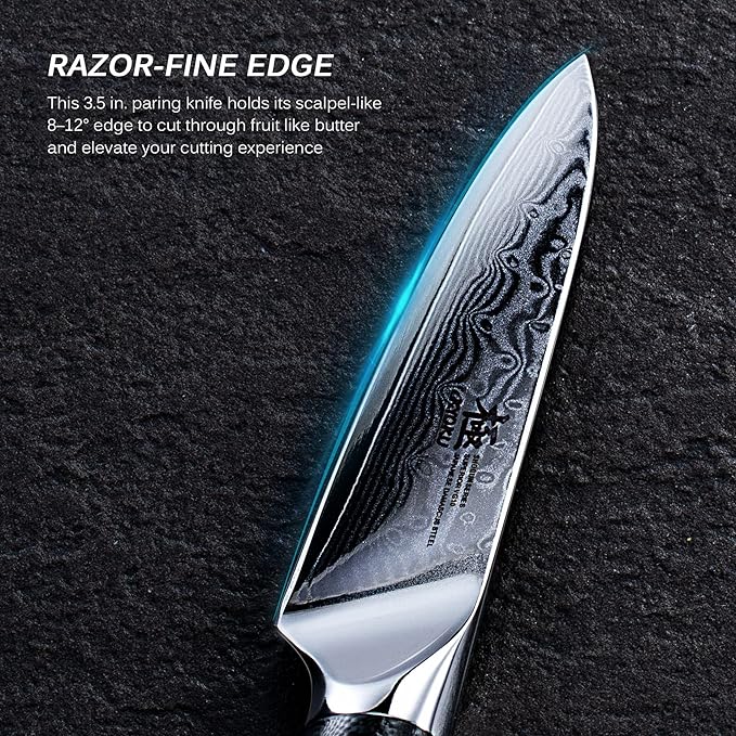 KYOKU Paring Knife - 3.5" - Shogun Series - Japanese VG10 Steel Core Damascus Blade - with Sheath & Case