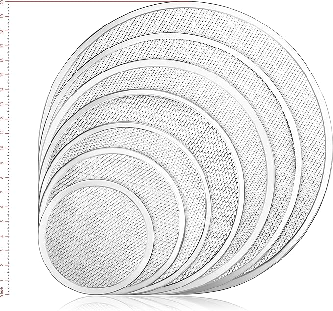 New Star Foodservice 50936 Restaurant-Grade Aluminum Pizza Baking Screen, Seamless, 8-Inch, Pack of 6