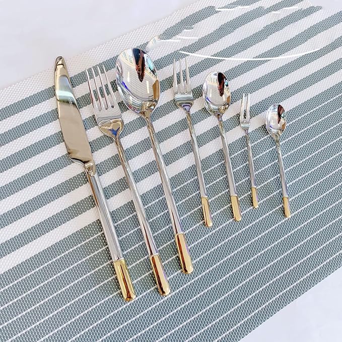 Silverware Set Service for 20, IKXO 80-Piece Modern Stainless Steel Flatware Cutlery Set, Dinnerware sets Include Fork Knife and Spoon Set, Mirror Polished
