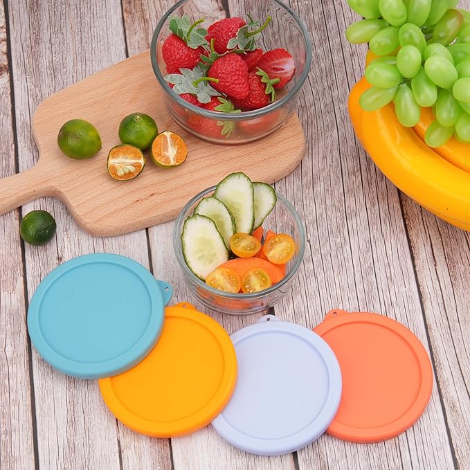 1 Cup Silicone Replacement Lids Storage Cover for Anchor Hocking Glass Bowls (Container not Included) 4 Pack Microwave, Dishwasher and Freezer Safe