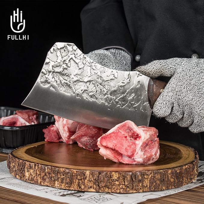 FULLHI 14pcs Butcher Knife Set Hand Forged chef knife Boning Knife With Sheath High Carbon Steel Chef For Kitchen, Camping, BBQ