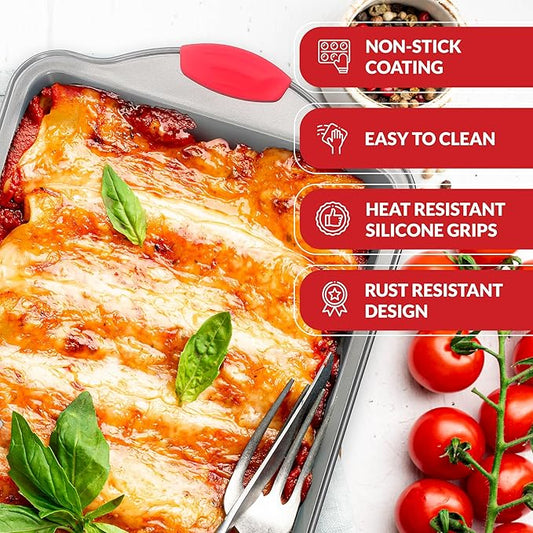 Boxiki Kitchen Non-stick 9x13 Rectangular Cake Pan - Durable Baking Pan for Oven Delights & Sheet Cakes - Non-Toxic, PTFE & PFOA Free
