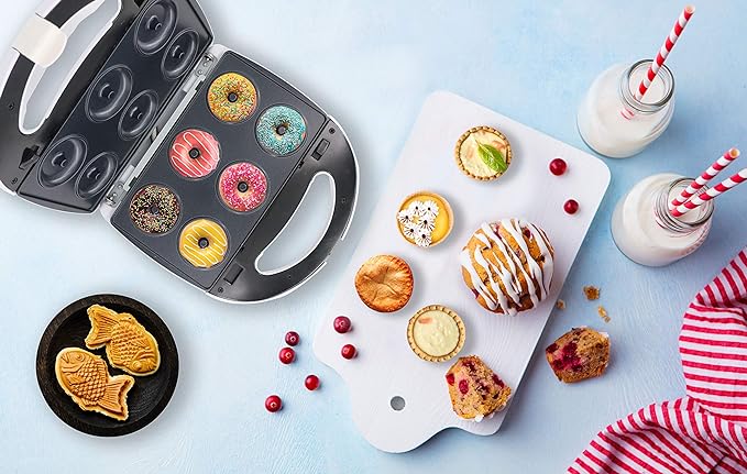 Mini-Donuts Maker, Mini-Pie and Quiche Maker, Taiyaki Maker – NEW 3 in 1 Three Slices Detachable Dessert Maker by StarBlue – White AC 110-120V 50/60Hz 700-800W