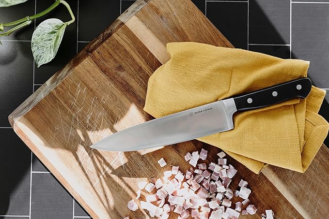 8 Inch Professional Chef Knife – High Carbon Stainless Steel, Razor-Sharp, Versatile Cooking & Cutting Kitchen Knife, Ergonomic Handle, Sleek Black Design