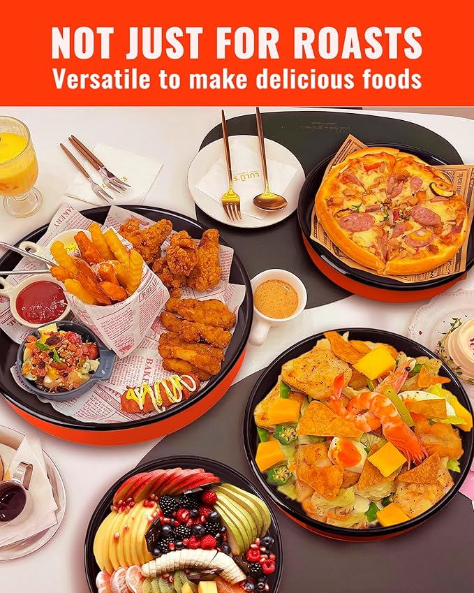 Round Roasting Pans Bakeware 4 Pack Enamelwere Baking Cake Pans Set Casserole Dishes 9/10/12/14inch Turkey Chichen Vegetables Roaster Oven Dishwasher Safe Thanksgivinfg Holiday (Orange)