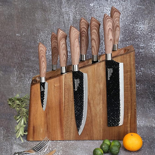Resafy Magnetic Knife Wooden Block Knife Display Holder Rack Magnetic Stands with Strong Enhanced Magnets Kinves Strip