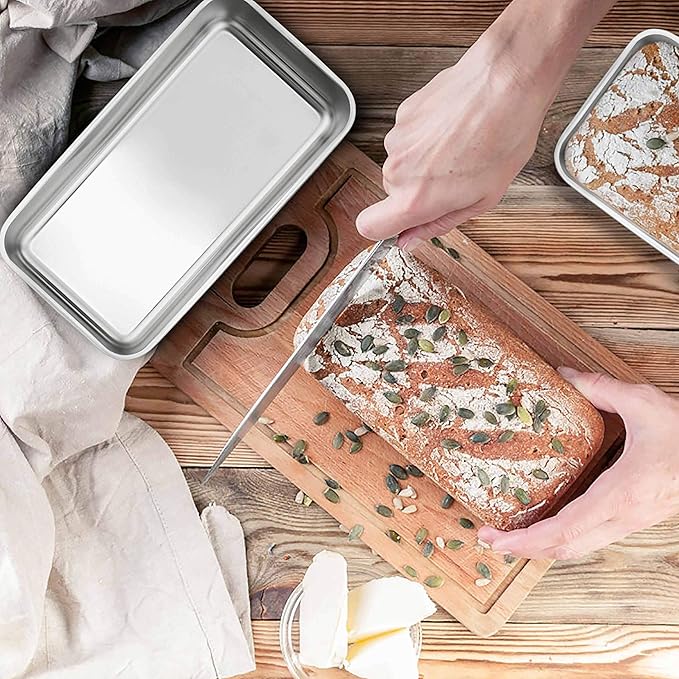 TeamFar Loaf Pans for Baking, 9 × 5 Inch Stainless Steel Loaf Bread Pans Tins for Homemade Bread/Brownies, Healthy & Sturdy, Oven & Dishwasher Safe - Set of 8