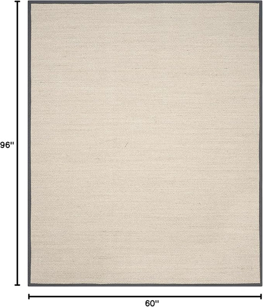 SAFAVIEH Area Rug 5x8 - Natural Fiber Collection - Marble & Dark Grey, Sisal, Woven Design with Border (NF143D)