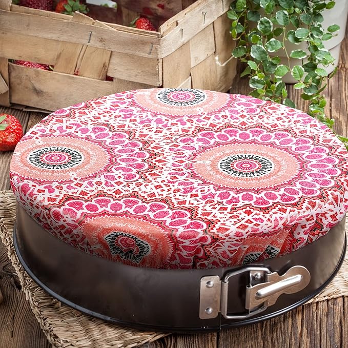 Patelai 10 Pcs Bowl Covers Reusable in 5 Size Stretch Cloth Fabric Elastic Food Storage Bowl Covers Bread Sourdough Lids for Proofing Food Fruits Leftover(Retro Style)