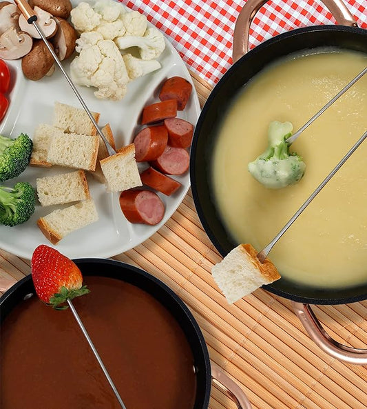 Swissmar Realp 11-Piece Cast Aluminum Fondue Set - Ideal for Melting Cheese & Chocolate Fondue, Oil & Broth Cooking - Perfect for Kitchen Collection & Wedding Gifts - 1.5 Liter / 1.58 Quarts