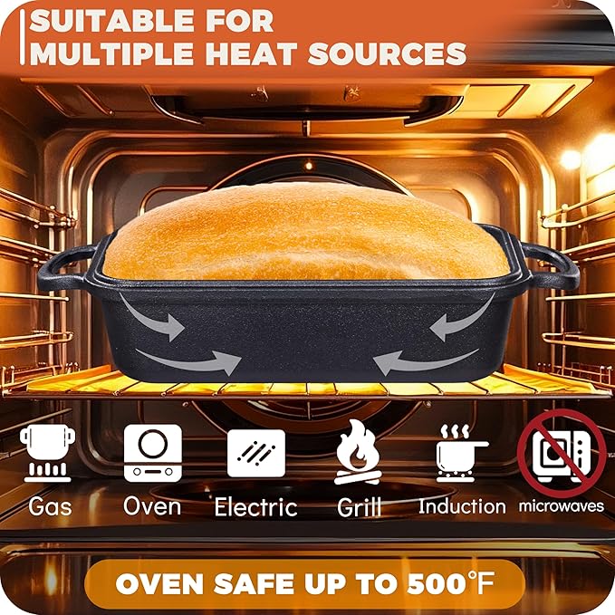 Cast Iron Bread Loaf Pan with Lid to Piece Set, Loaf Pans for Baking Bread 9x5, Even Heat Distribution for Sourdough and Homemade Bread