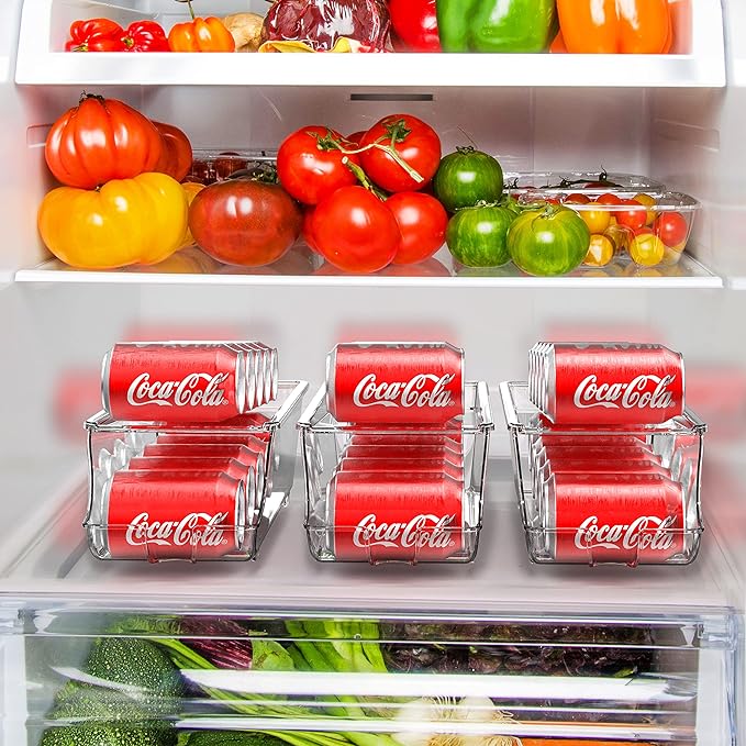Simple Houseware 2-Pack Front-Loading Beverage Soda Can Organizer Dispenser, Clear