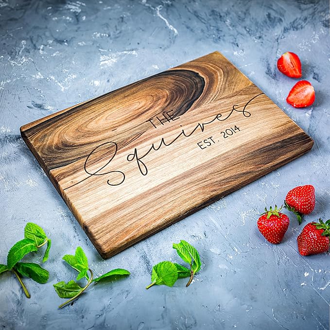 Personalized Walnut Wood Cutting Board – Custom Engraving with Family Name – 12x16 Inches – Gift for Christmas, Wedding, Anniversary, Housewarming, Mother’s Day – Great for Parents and Friends