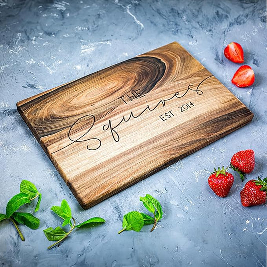 Personalized Walnut Wood Cutting Board – Custom Engraving with Family Name – 12x16 Inches – Gift for Christmas, Wedding, Anniversary, Housewarming, Mother’s Day – Great for Parents and Friends