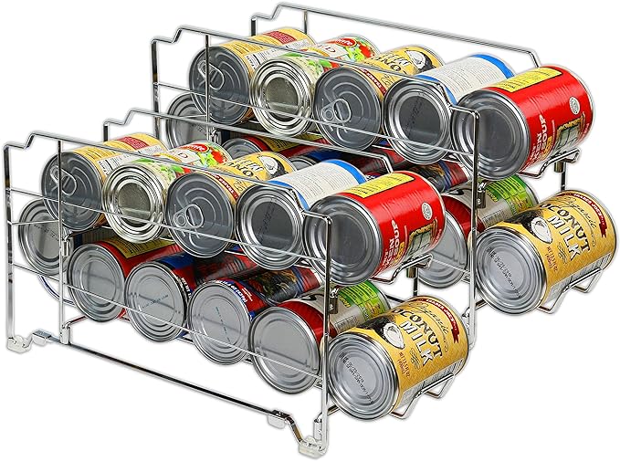 Simple Houseware Stackable Front Loading Beverage Can Dispenser Rack, Chrome - 2 Pack