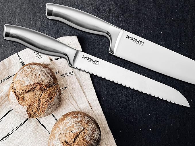Modern-Silver Chef Kitchen Knife Set without Block, Chef Knife Set for Cooking, Knife Set for Kitchen, Stainless Steel, Sharp, German Brand | SB-KS101