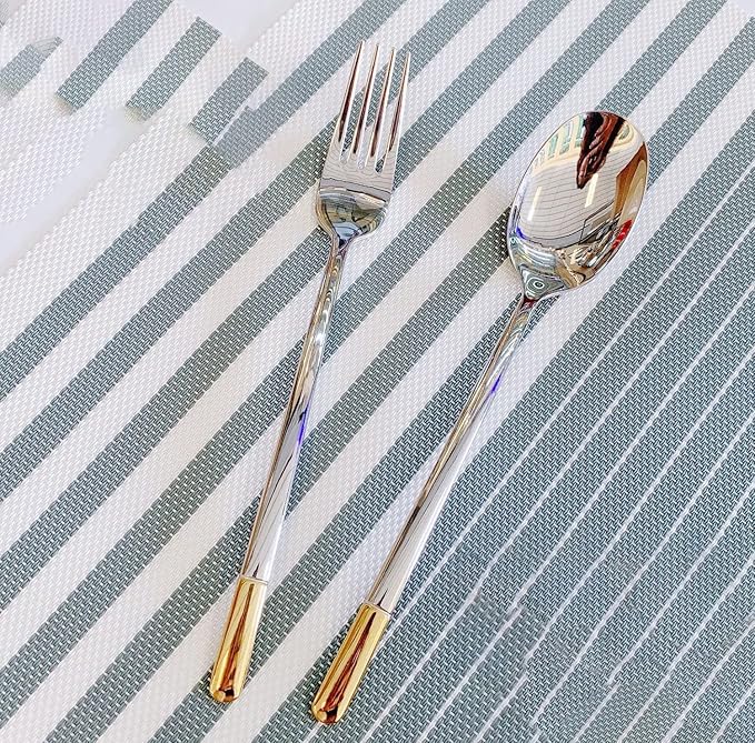 Silverware Set Service for 6, IKXO 24-Piece Modern Stainless Steel Flatware Cutlery Set, Dinnerware sets Include Fork Knife and Spoon Set, Mirror Polished