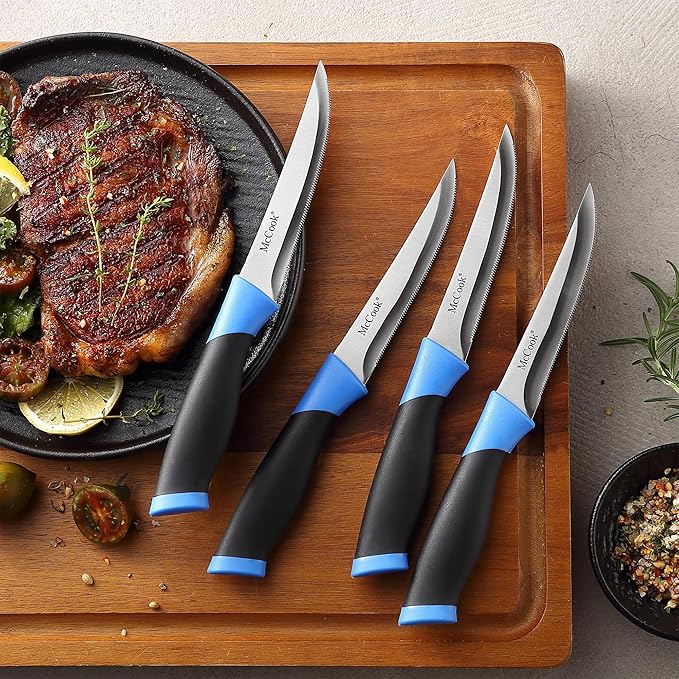 McCook® Knife Sets, German Stainless Steel Kitchen Knife Block Sets with Built-in Sharpener