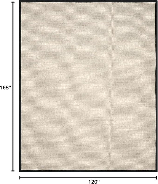 Safavieh Area Rug 10x14 - Natural Fiber Collection - Large - Marble & Black, Sisal, Woven Design with Border (NF143A)