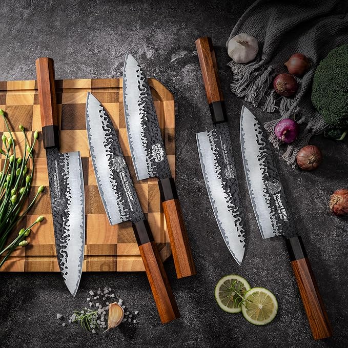Personalized Gifts for Men Engraved Custom Japanese Knife, Hand Forged High Carbon Steel Chef Knife With Rosewood Handle, The Practical Birthday Gift for Your Loved Ones (Sandalwood Gift Box)