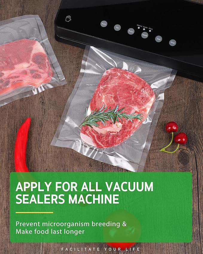 Syntus Vacuum Sealer Bags for food, 2 Pack 8" x 20' Commercial Grade Bag Rolls, Food Vac Bags for Storage, Meal Prep or Sous Vide