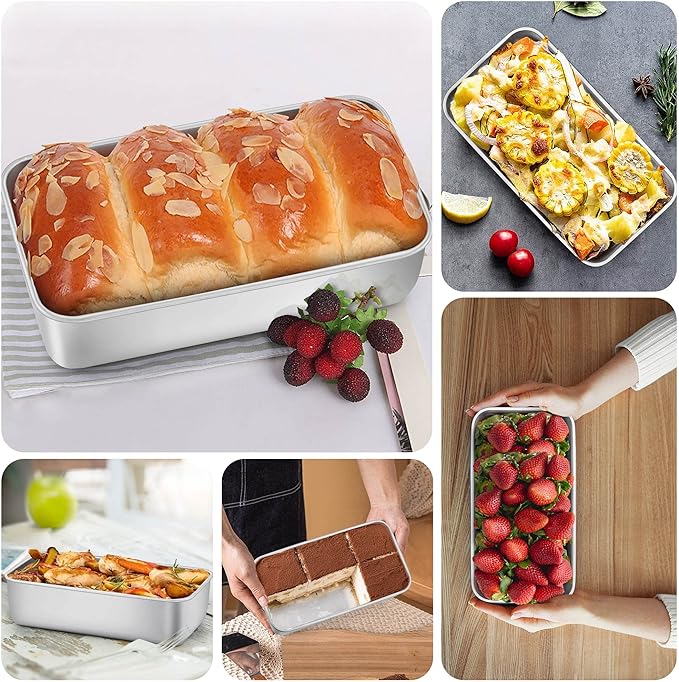 LIANYU 5 Pack 9x5In Loaf Pans for Bread Baking, Stainless Steel Baking Bread Pans, Small Loaf Tins for Homemade Brownies and Pound Cakes, Dishwasher Safe