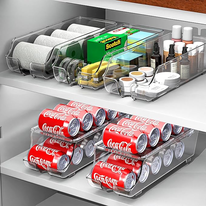 Simple Houseware 2-Pack Front-Loading Beverage Soda Can Organizer Dispenser, Clear