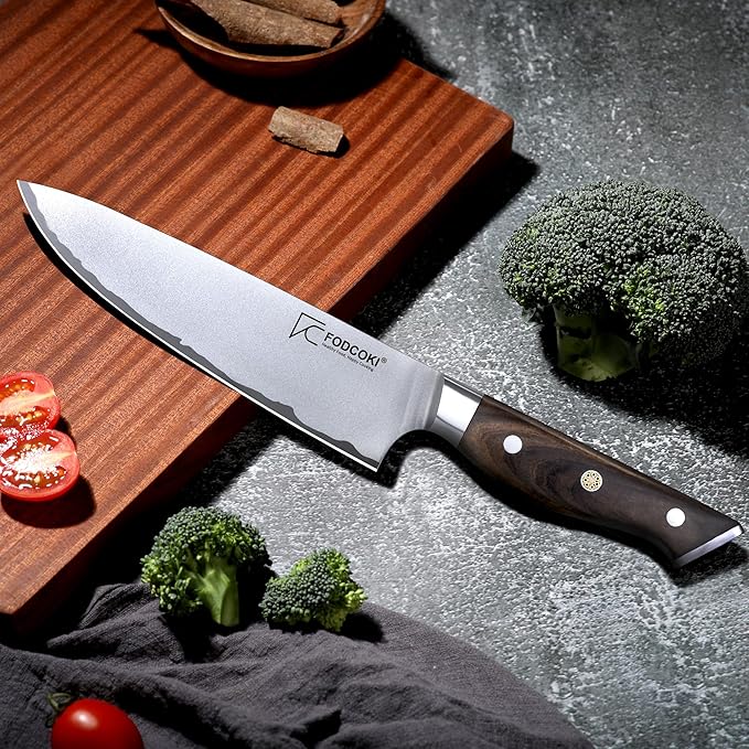 8 Inch Chef Knife, Sharp Kitchen Cutting Knife Japanese High Carbon Steel AUS10 with Ebony Wood Handle, Professional Chefs Knife for Meat Vegetable