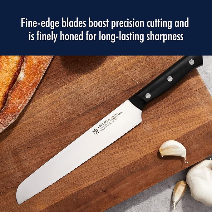 HENCKELS Dynamic Razor-Sharp 5-Piece Kitchen Knife Set, Chef Knife, Bread Knife, German Engineered Informed by 100+ Years of Mastery