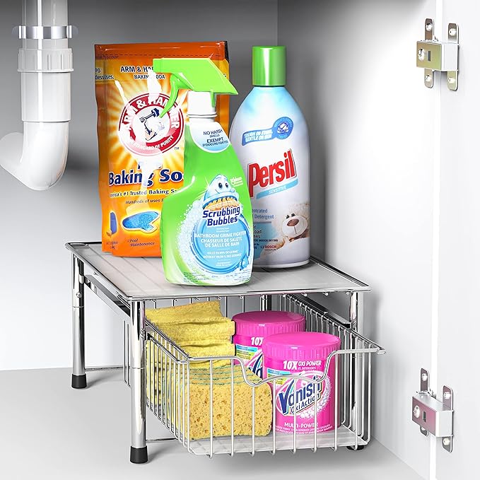 Simple Houseware Stackable Basket Drawer, Chrome