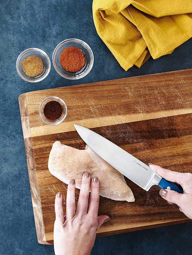 3-Piece Kitchen Knife Set – Ultra-Sharp Forged High Carbon Stainless Steel, 8" Chef, 5" Utility, 3.5" Paring Knives, Ergonomic Handles, Professional Starter Set, Royal Blue