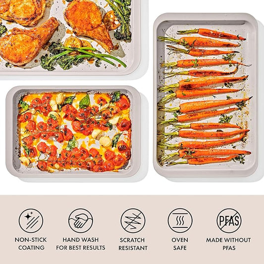 OXO Good Grips Non-Stick Pro Ceramic Coated Metal Bakeware 3-Piece Sheet Pan Set – Biscuit