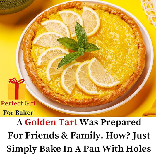 Why Holes: For The Crispiest Crusts. King Crispy's Tart & Quiche Pan. A Non-Stick, Removable Bottom, Dishwasher Safe, Perforated Fruit Tart Baking Tin (9 Inch X 1.25 Inch Shallow)