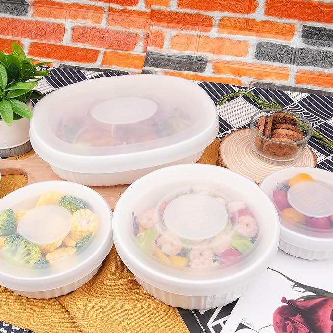 Silicone Lids for CorningWare 16-Ounce & 24-Ounce & 1.5 Quart Round Dish and 2-1/2-Quart Oval Casserole Dish, 4 Pack Reusable Covers (Dish not Included) Dishwasher & Microwave & Freezer Safe