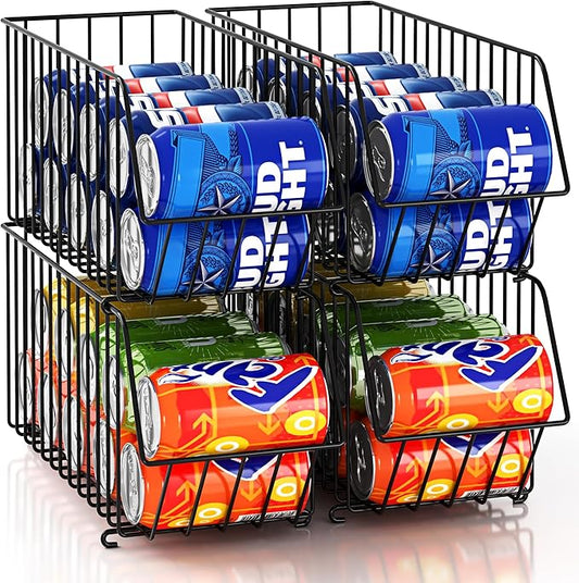 Soda Can Organizer Stackable 4 Tier Can Organizer for Pantry Drink Organizer for Pantry Can Storage Organizer Pantry Can Dispenser for Pantry Can Holders for Pantry(L 15.35in X W 5.78in X H 25.59in)