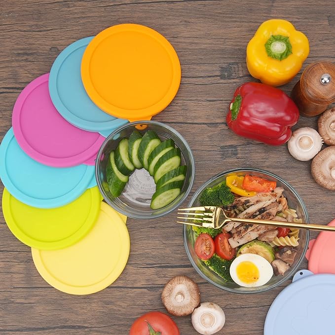 2 Cup Silicone Replacement Lids Storage Cover for Anchor Hocking Glass Bowls (Container not Included) 4 Pack Microwave, Dishwasher and Freezer Safe
