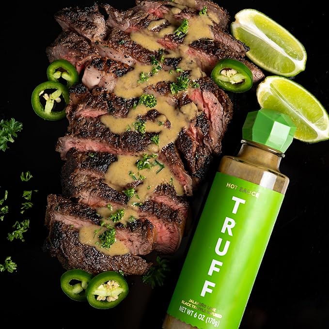 TRUFF Jalapeño Lime Hot Sauce, Gourmet Hot Sauce with Black Winter Truffles, Green Jalapeño Peppers, Black Truffle Oil, Unique Flavor Experience in a Bottle, 6 oz.