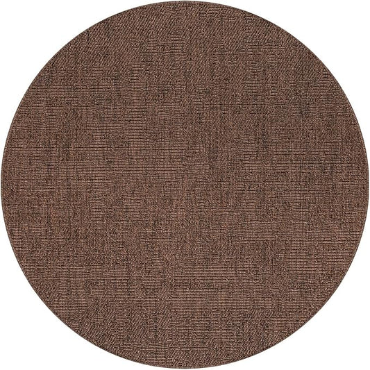 CAMILSON Easy Jute Round Rug 6ft Indoor Outdoor Brown Color Fiber Area Rugs for Living Room Patio and Kitchen Rug, Solid Boho Woven Design Easy-Cleaning, Washable Outside Carpet Alfombras (6 Round)