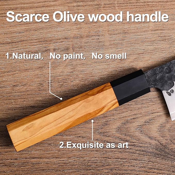 Santoku Chef’s Knife 7 Inch,Japanese Sharp Blade Kitchen Knife with Olivewood Handle And Beautiful Gift Box