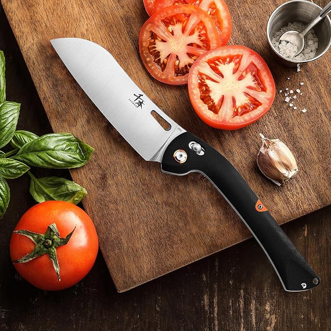 SENBON 440 Stainless Steel Super Sharp Pocket Folding Chef Utility Knife - Peeling, Fruit Knife - G10 Handle
