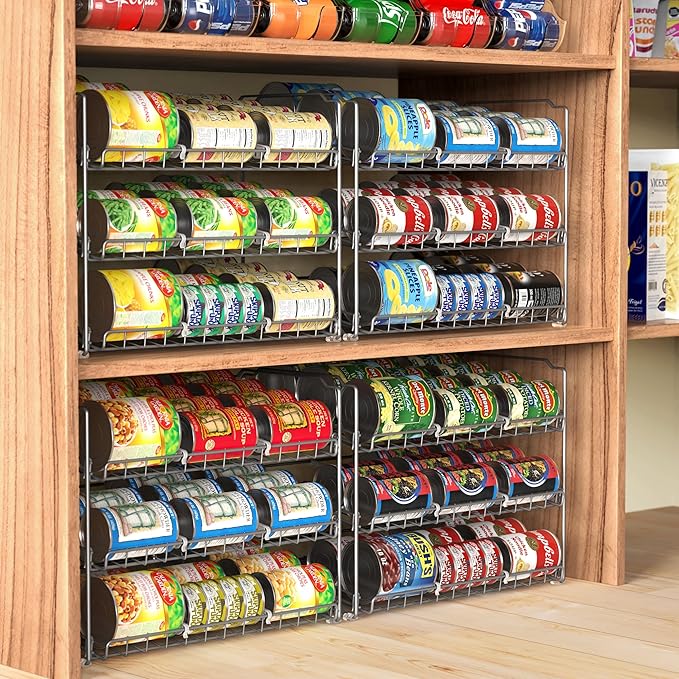 Simple Houseware Stackable Can Rack, Silver, Adjustable Plastic Dividers, Holds 36 Cans