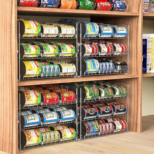 Simple Houseware Stackable Can Rack, Silver, Adjustable Plastic Dividers, Holds 36 Cans